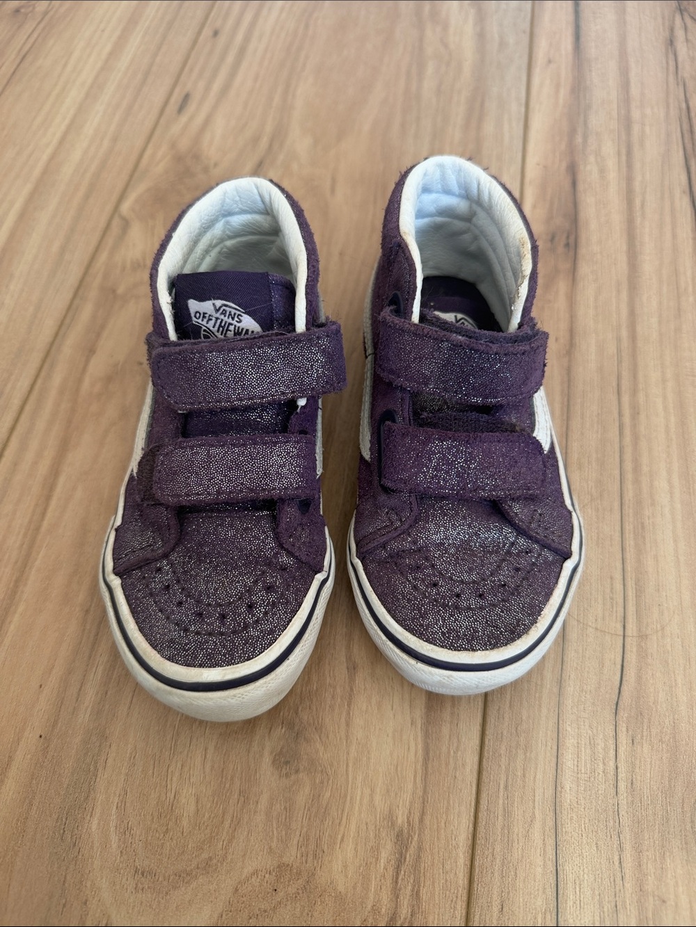 Vans Kids Glitter Purple Velcro Sneakers